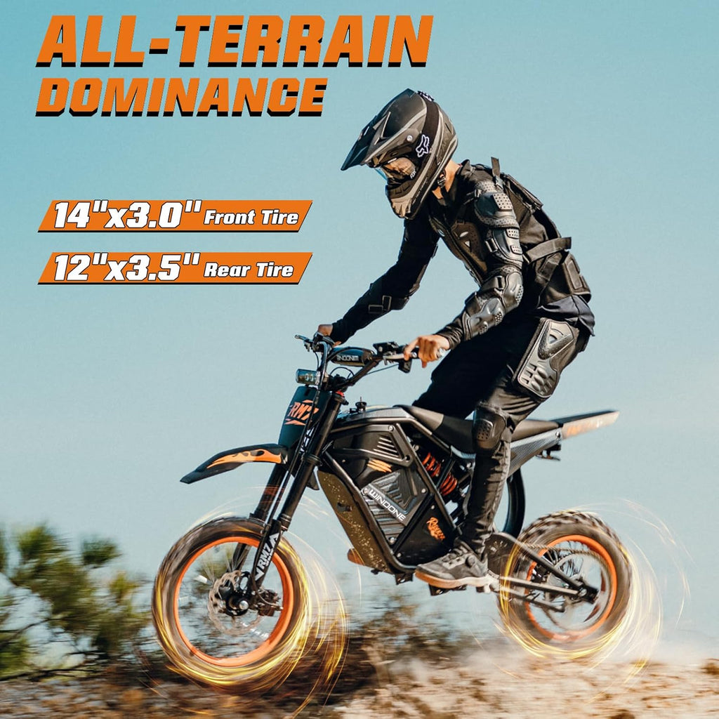 Windone RM7 Electric Dirt Bike for Teens & Adults, 48V 22.5Ah, 37MPH & 45-Mile Electric Motorcycle, 2200W Ebike, 14"/12" Off-Road Tire E-Bike, Dual Hydraulic Brakes, Full Suspension, Fit Age 13+