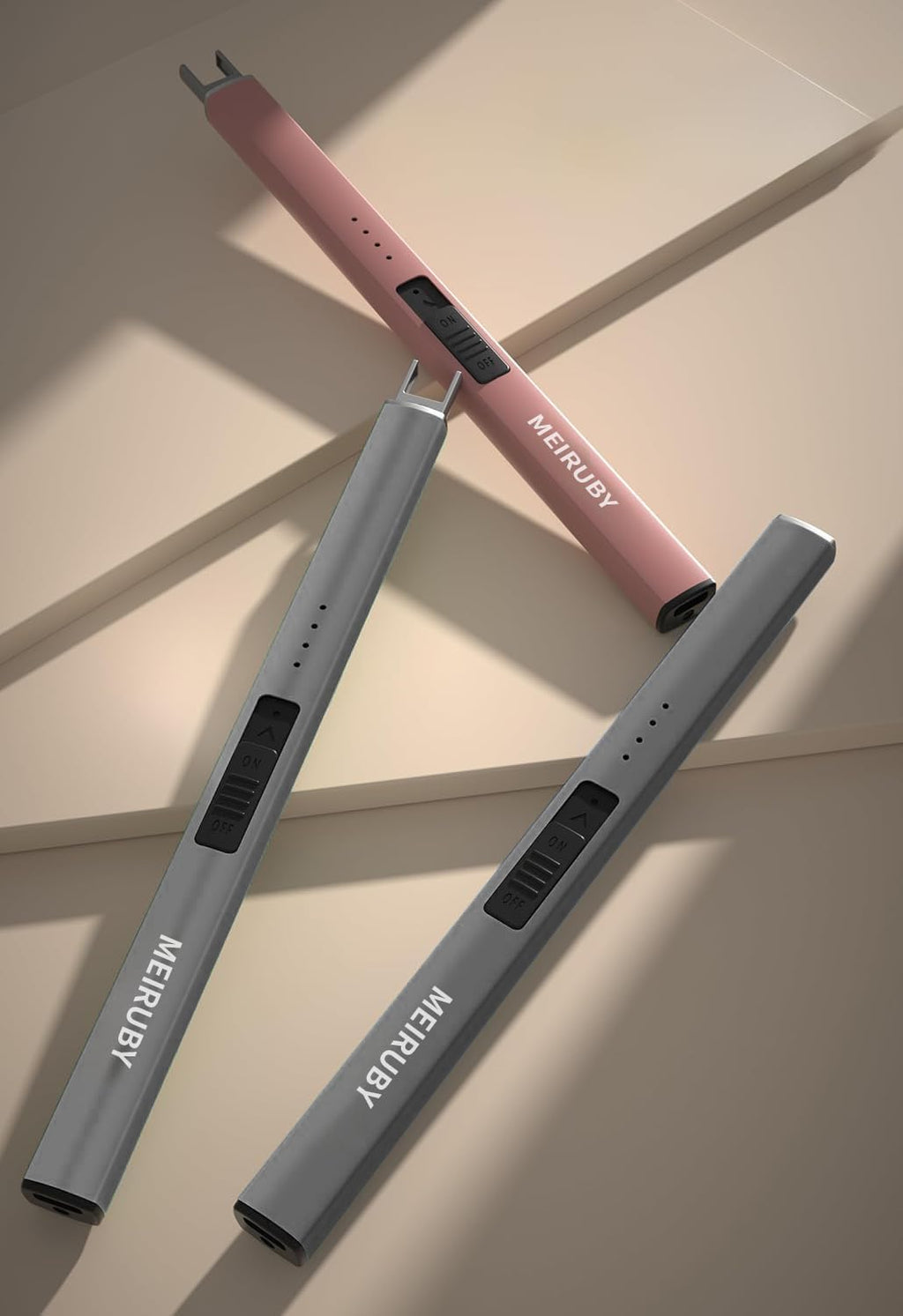 MEIRUBY 2 Pack Electric Candle Lighter, Christmas Stocking Stuffers Gifts for Women Mom Men Wife Sister, USB Arc Rechargeable Windproof Long Lighter for Candle BBQ Housewarming Birthday Gifts Idals
