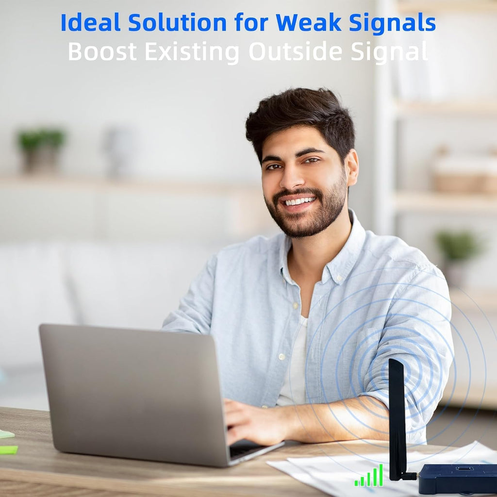 Cell Phone Booster for Home & Office | 2 Inside Antennas | Up to 7,000 sq ft | Cell Phone Signal Boosters for All U.S. Carriers | Boost 5G 4G Data | FCC Approved