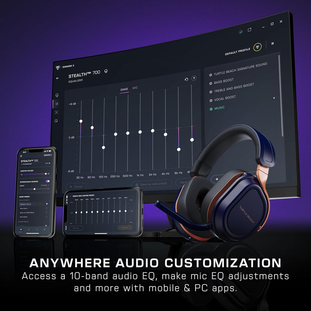 Turtle Beach Stealth 700 Gen 3 Wireless Multiplatform Amplified Gaming Headset for Xbox Series X|S, Xbox One, PC, PS5, Mobile – 60mm Drivers, AI Noise-Cancelling Mic, Bluetooth, 80-Hr Battery – Cobalt