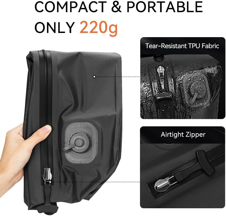 Reeyee Electric Vacuum Compression Bag, 20L Portable Travel Packing Cube with Built-in Pump, Type-C Rechargeable, Waterproof TPU, Saves 60% Space (3, Gray)