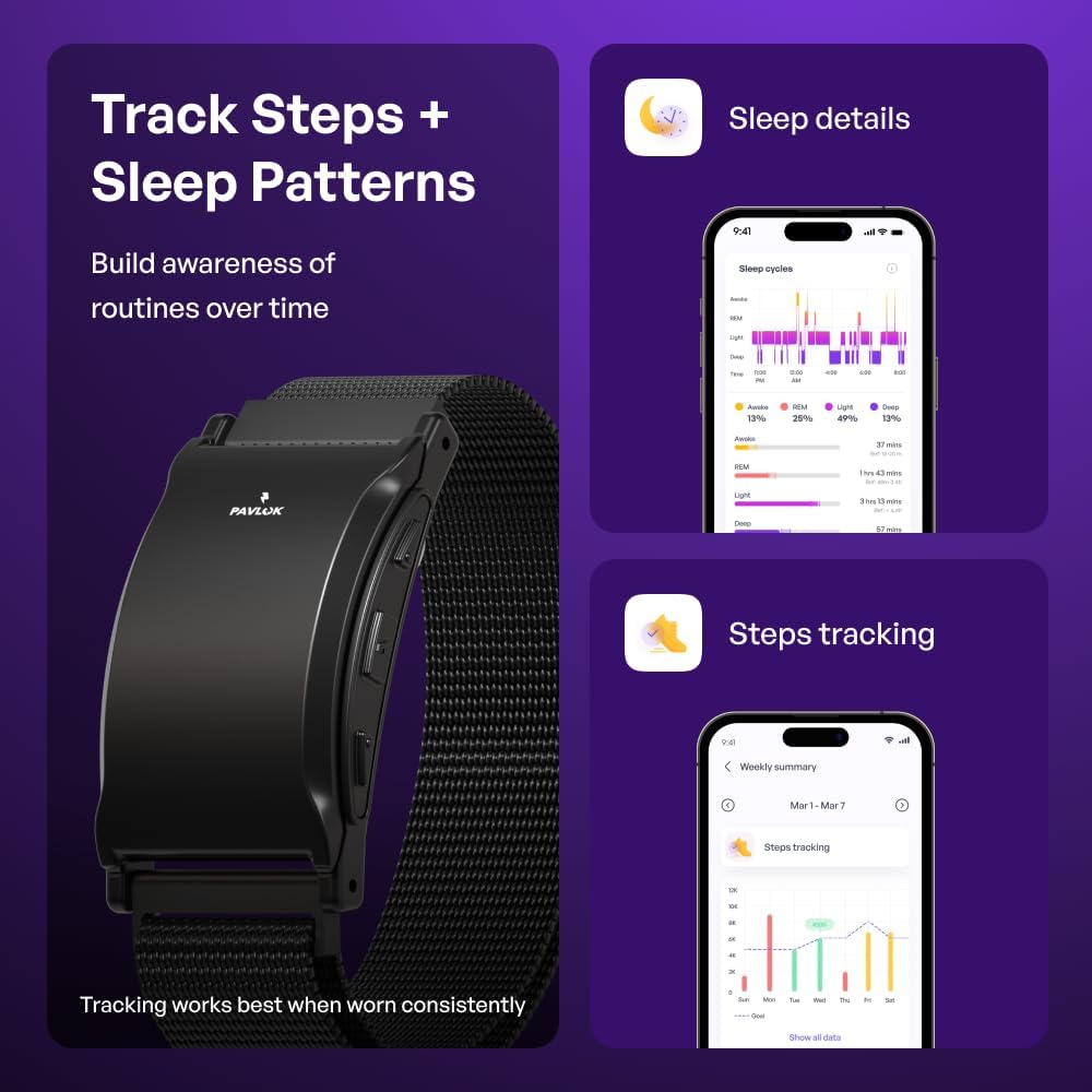 Pavlok 3 - Silent Alarm & Wearable Mindfulness Coach for Good Habits - Elevate Mindfulness, Create Good Habits - Track Steps, Activity, and Sleep Patterns