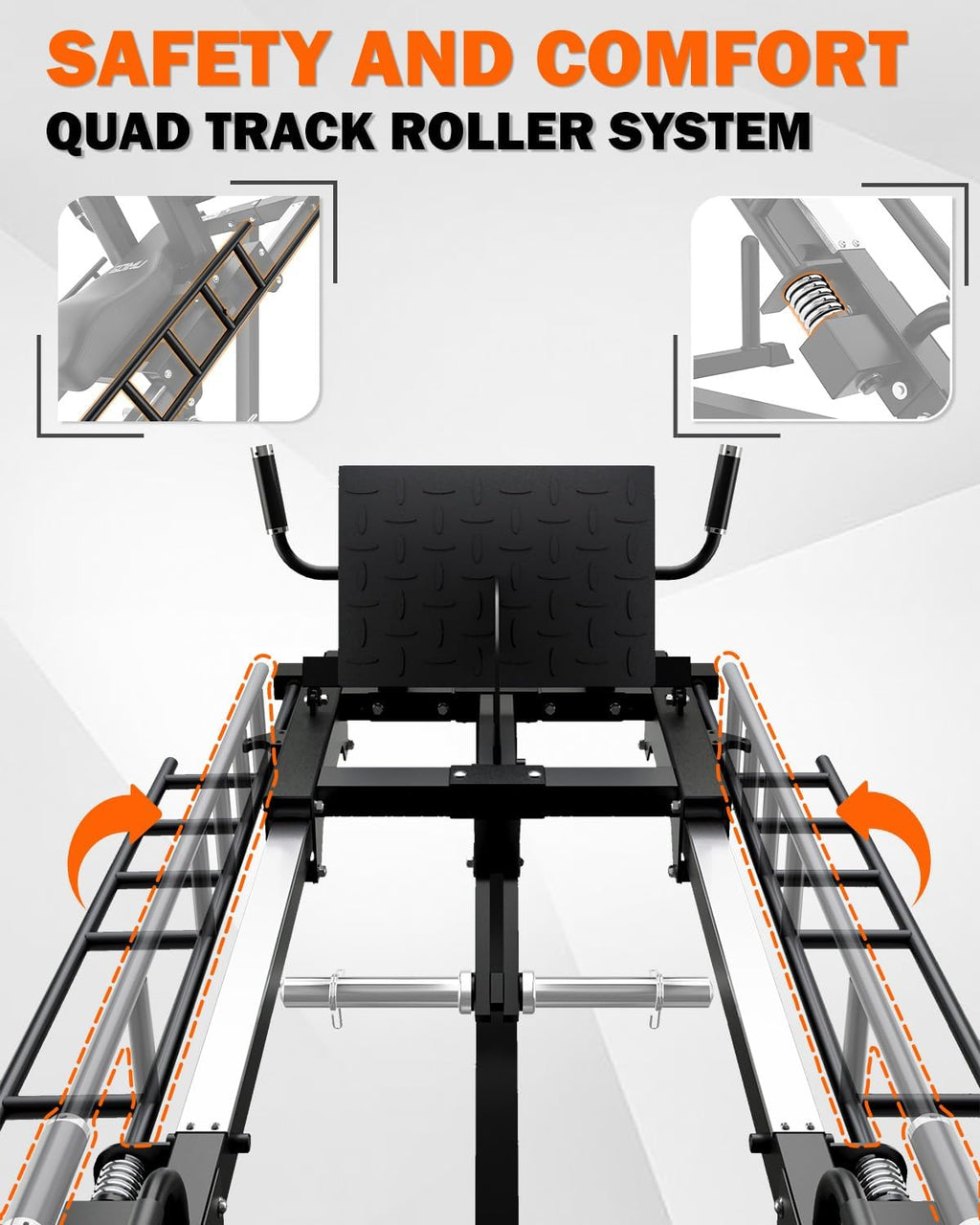 Leg Press Hack Squat Machine with Back Support Cushion, 3 in 1 Adjustable Leg Press Machine with Quad Track Roller System, Hack Squat Machine