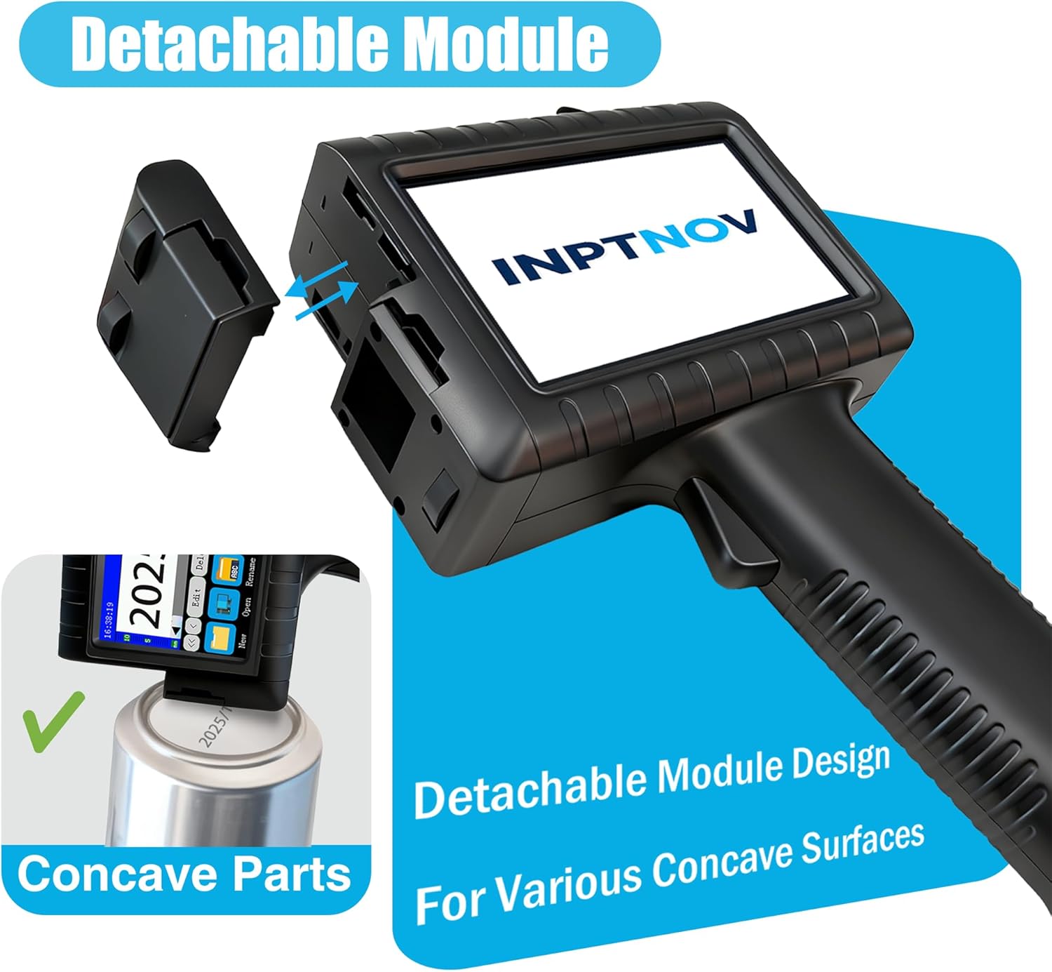Handheld Inkjet Printer for Logo Batch Number Expiration Date Barcode Serial Number on Anything Glass Farbic Wood Plastic Cardboard Metal Clothes,42ml Fast Dry Ink,Last 16H,0.5 Inch Nozzle