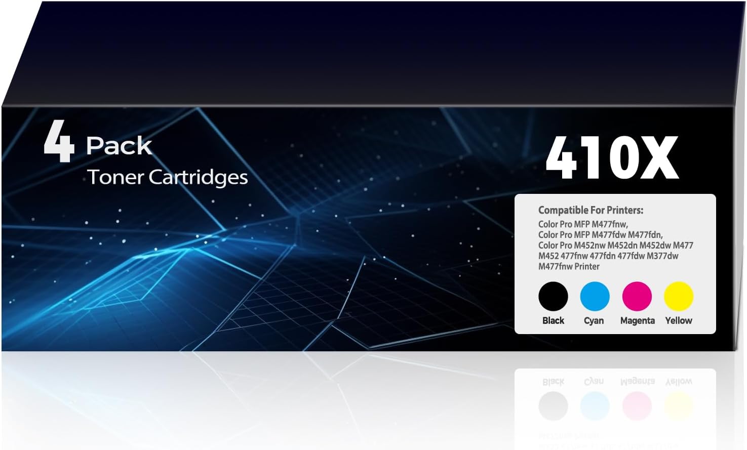 410X Toner Cartridges Replacement Pro MFP M377 M452 M477 for HP 410X 410A Toner Works for Pro MFP Pro MFP M452nw M452dn M452dw M377dw M477fnw Pro MFP M477fdw M477fdn Printer(1BK+1C+1M+1Y)
