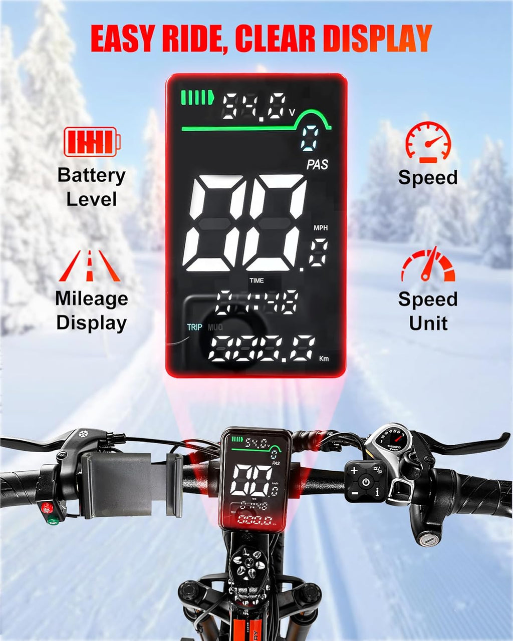 Electric Bike for Adults,1500W Peak Motor E Bikes, 26" Fat Tire Electric Bicycle, 20 MPH 60 Miles Electric Mountain Bike, Removable Battery, Dual Brake, 7 Speed