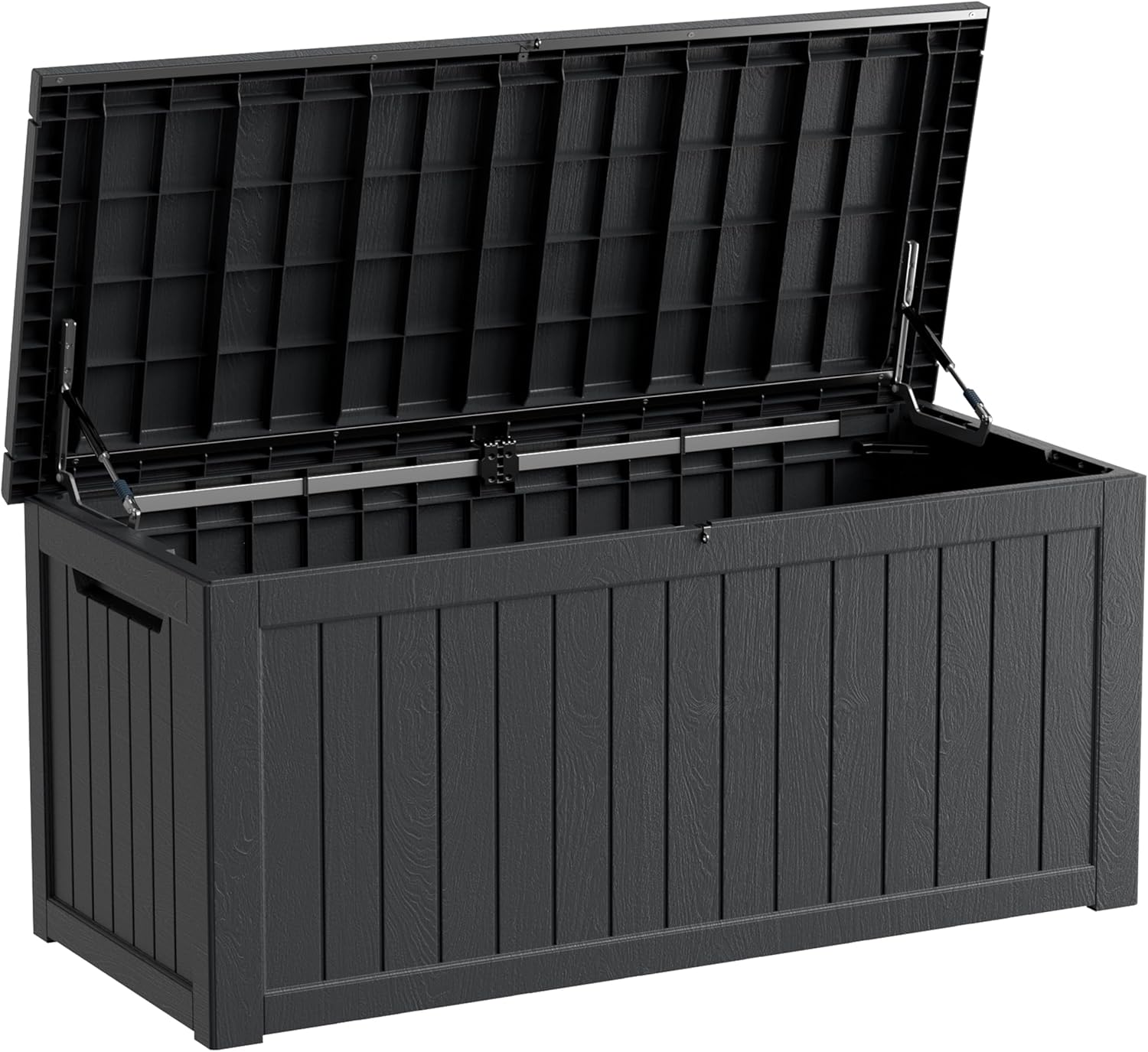 TARKARI 270 Gallon Resin Deck Box, Waterproof Outdoor Storage Box, Lockable for Patio Furniture, Garden Tools, Pool Accessories, UV-Resistant for All Weather Use, Black
