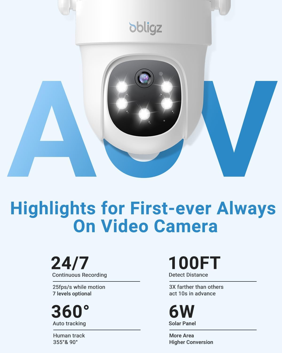 Solar Camera Security Outdoor - AOV 24/7 Recording Security Cameras Wireless Outdoor with 360° View, Human Auto Tracking, 2K Night Vision, Compatible with Alexa/Google Assistant (2 Pack)