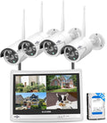 16CH Expandable Hiseeu Home Security System, 24/7 Recording 5MP Wired Plug-in Powered Outdoor Bullet Cameras, 2.4G/5G WiFi Pro, 4K NVR with 12" LCD Monitor, 3TB HDD, Night Vision, IP65