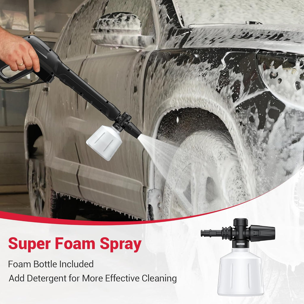 Electric Pressure Washer Power Washer with Foam Cannon & 4 Quick Connect Nozzles, Portable High Pressure Cleaning Machine for Cars Driveways Patios Outdoor Cleaning