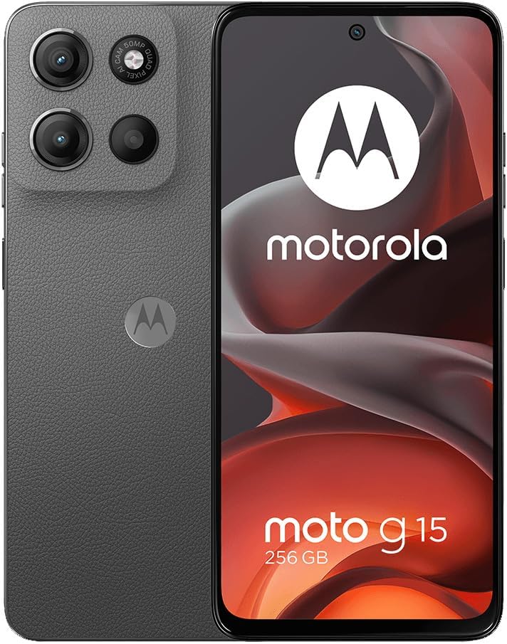 Motorola Moto G15 4G LTE (XT2521-2) 4+256GB Dual Sim | GSM Unlocked | International Model | for T-Mobile, Metro PCS, Mint & Tello - (Gray)