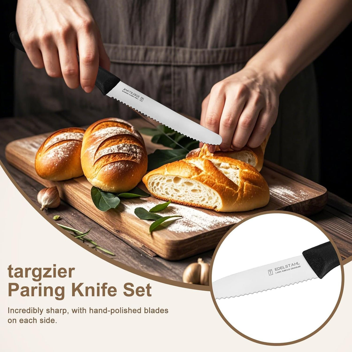 Paring Knife Set 6PCS, Ultra Sharp Kitchen Knives, Cutting & Peeling Knives, Kitchen Knives for Home Essentials, PP Plastic Handle-Black