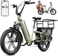 SISIGAD Family Electric Bike with Child Seat - Peak 1500W Motor, 20" Fat Tire Ebike, 48V 15Ah Removable Battery, Step-Through Frame, Dual Hydraulic Brakes .LCD & APP Control, UL 2849 Certification