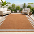 JONATHAN Y Border Stripe Indoor Outdoor Area Rug 8X10 Orange/Cream, James Modern for Backyard, Patio, Porch, Easy-Cleaning, High Traffic, Pet-Friendly, Non-Shedding (SMB201D-8)