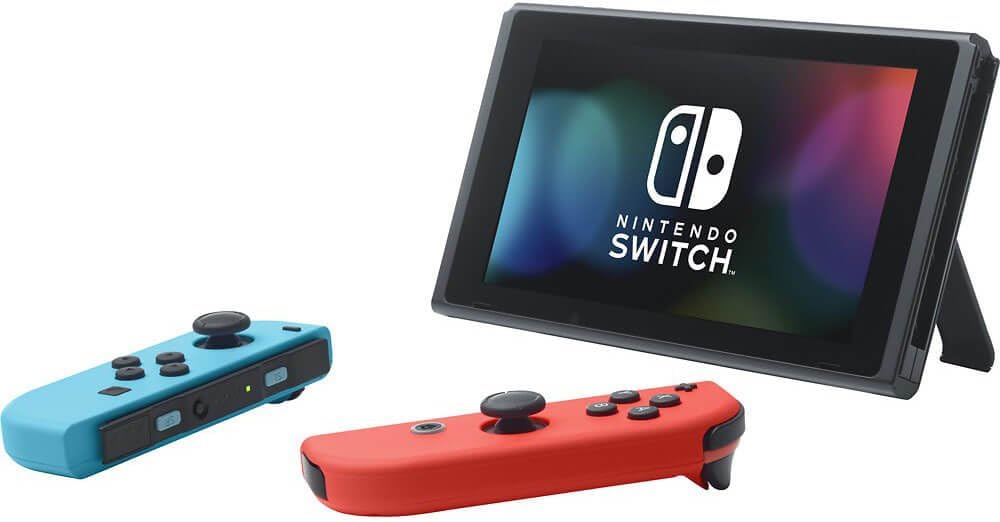 Nintendo Switch with Neon Blue and Neon Red Joy‑Con