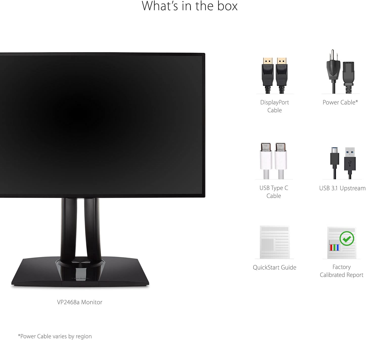 ViewSonic VP2468a ColorPro 24 inch 1080p IPS Monitor with 100% sRGB, Rec 709, USB C (65W), RJ45, Color Blindness Mode, Hardware Calibration for Photo and Graphic Design (Renewed)
