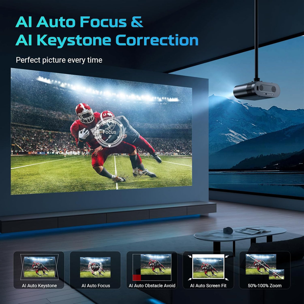 Google TV/Voice ControlGooDee 4K UHD Smart Projector with WiFi and Bluetooth, Portable Movie Projector Applicable to Prime Video,YouTube Built-in, Dolby Sound Home Theater for Indoor/Outdoor