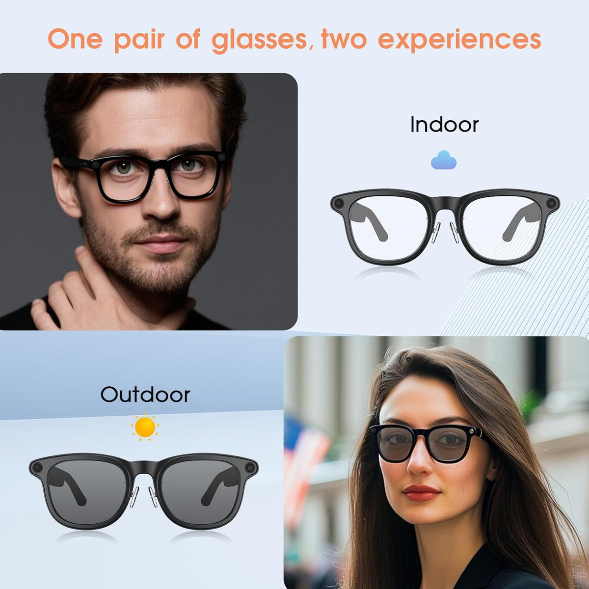 2026 AI Smart Glasses with Camera, 8MP Action Camera & 4K Video Recording Glasses with 3600mAh Charging Case, Photochromic Sunglasses, EIS Stabilization,Bluetooth Glasses for Men Women Cycling Working