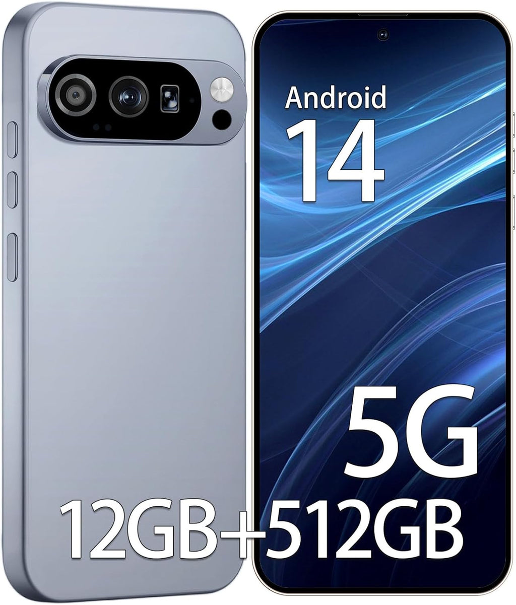 X9Pro Unlocked Cell Phones, 5000mAh Long-Lasting Battery,12GB+512GB Expandable to 1TB Android 14 Smartphones,3040x1440 OLED HD 6.8'' Display, 48MP+108MP Cameras, 5G/Dual SIM/GPS/WiFi Grey