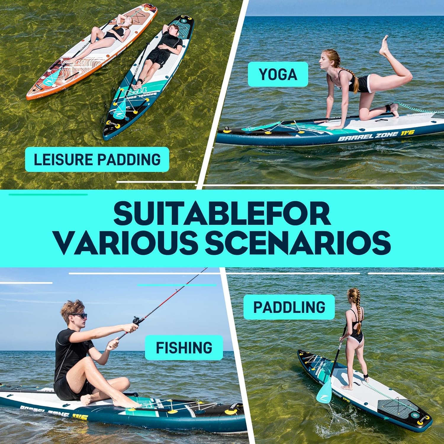 11'6" Inflatable Stand Up Paddle Boards, Premium SUP Accessories, Non-Slip Comfort Deck for Youth & Adults