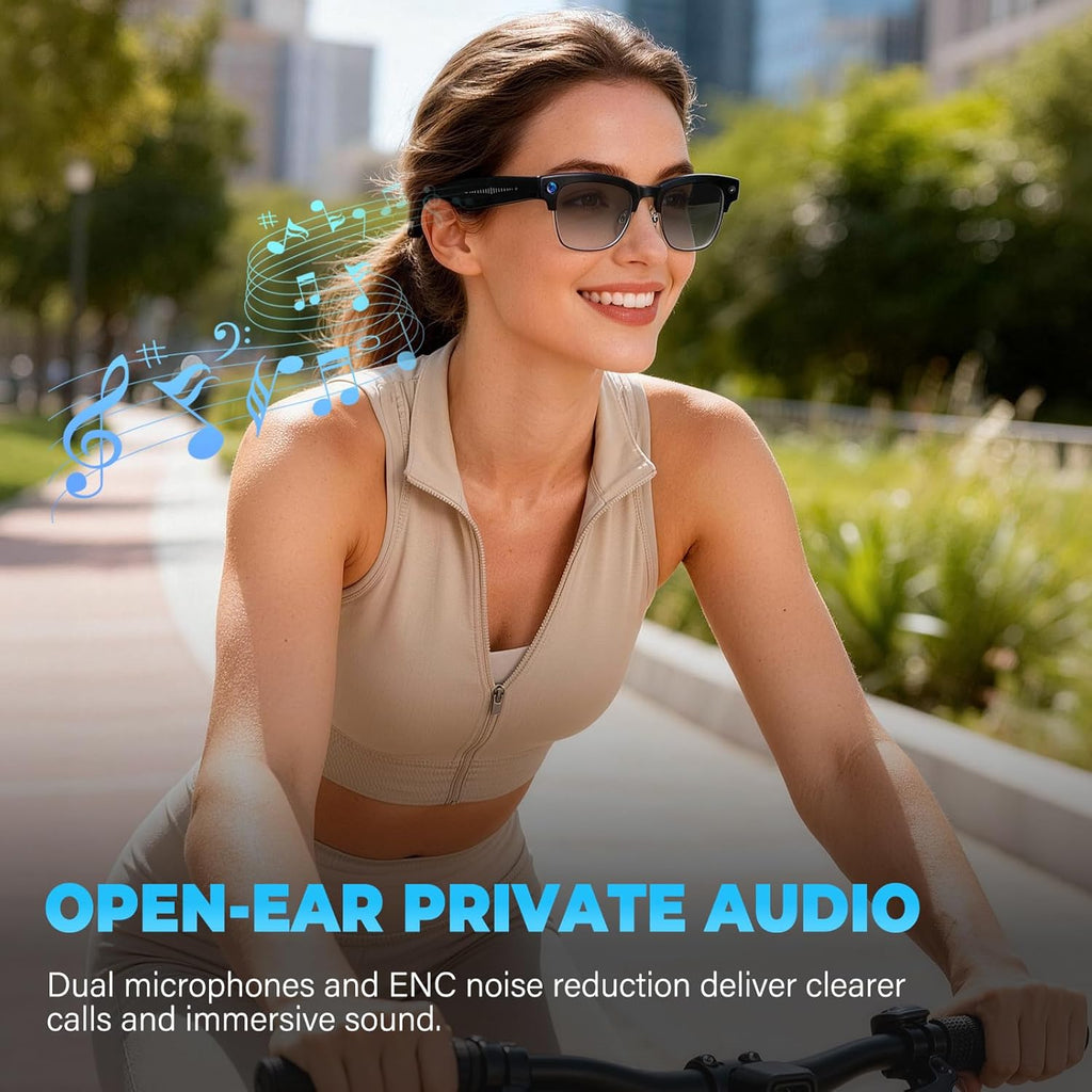 AI Smart Glasses with Camera, 4K EIS Anti-Shake Video & Photo Capture, Real-Time Translation,Open-Ear Bluetooth Audio, Object Recognition, Recording Sunglasses with Photochromic