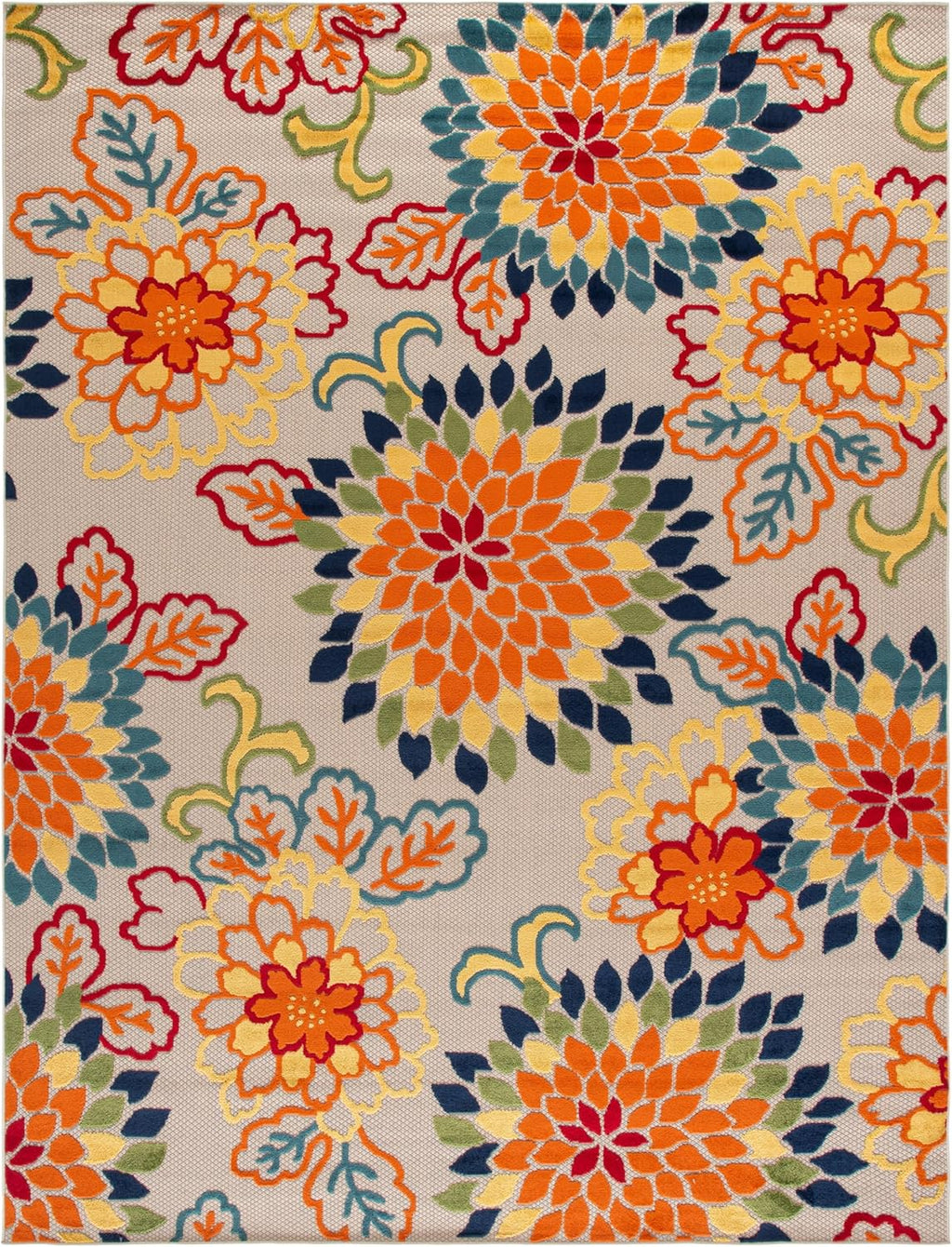 SAFAVIEH Washable Rug Outdoor Cabana Collection - 8' x 10', Ivory & Orange, Non-Shedding & Easy to Clean, Ideal for Patio, Backyard, Mudroom (CBN391A)