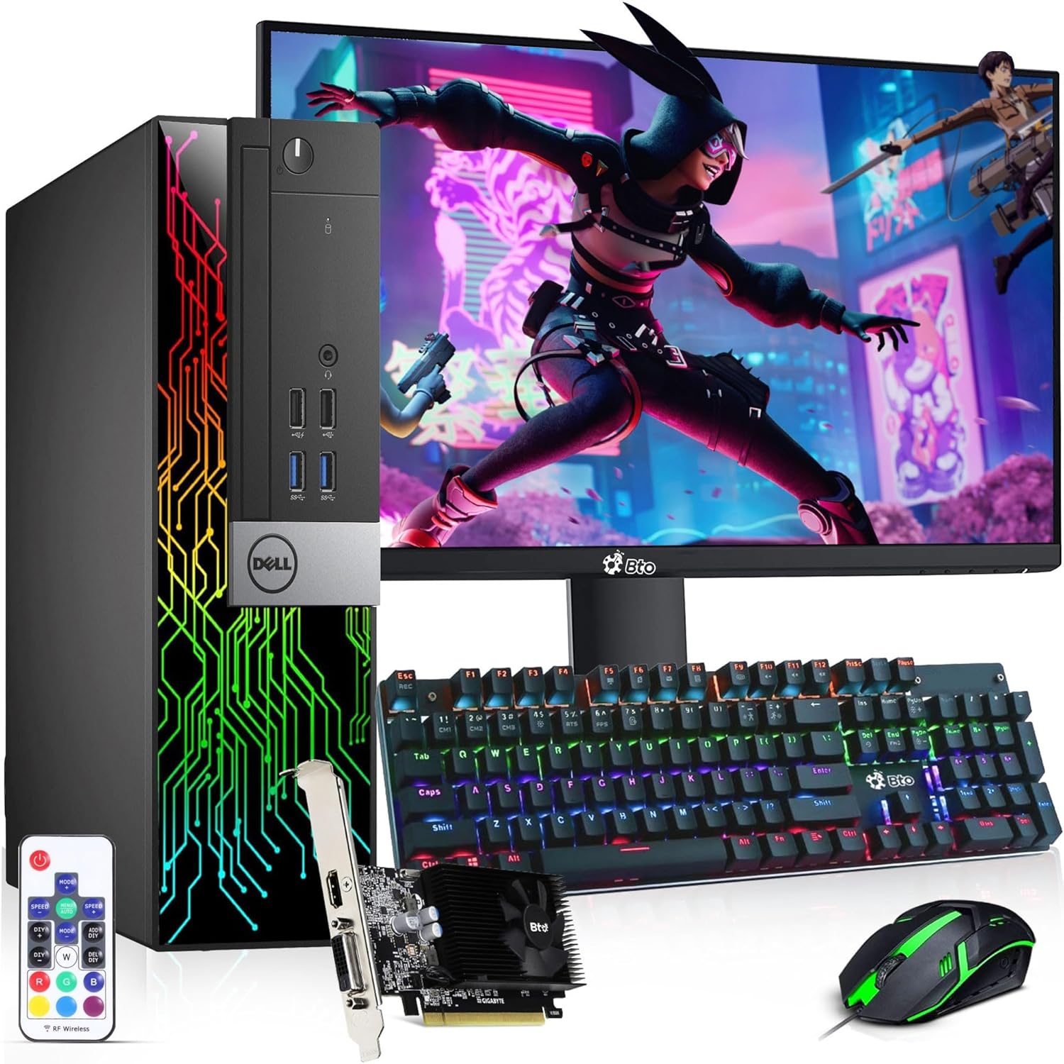 Dell RGB Gaming Desktop Computer PC - Intel Core i7-6th Gen - 16GB DDR4 RAM - 1TB SSD - New 24" Monitor - GeForce GTX 1050 Ti - RGB Keyboard & Mouse - WiFi - Windows 11 Pro (Renewed)
