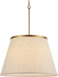 24" Boho Chandelier, Tapered Fabric Drum and Antique Gold Accents Paint Finish Shade Pendant Lighting for Nursery Room Dining Room Living Room Kitchen