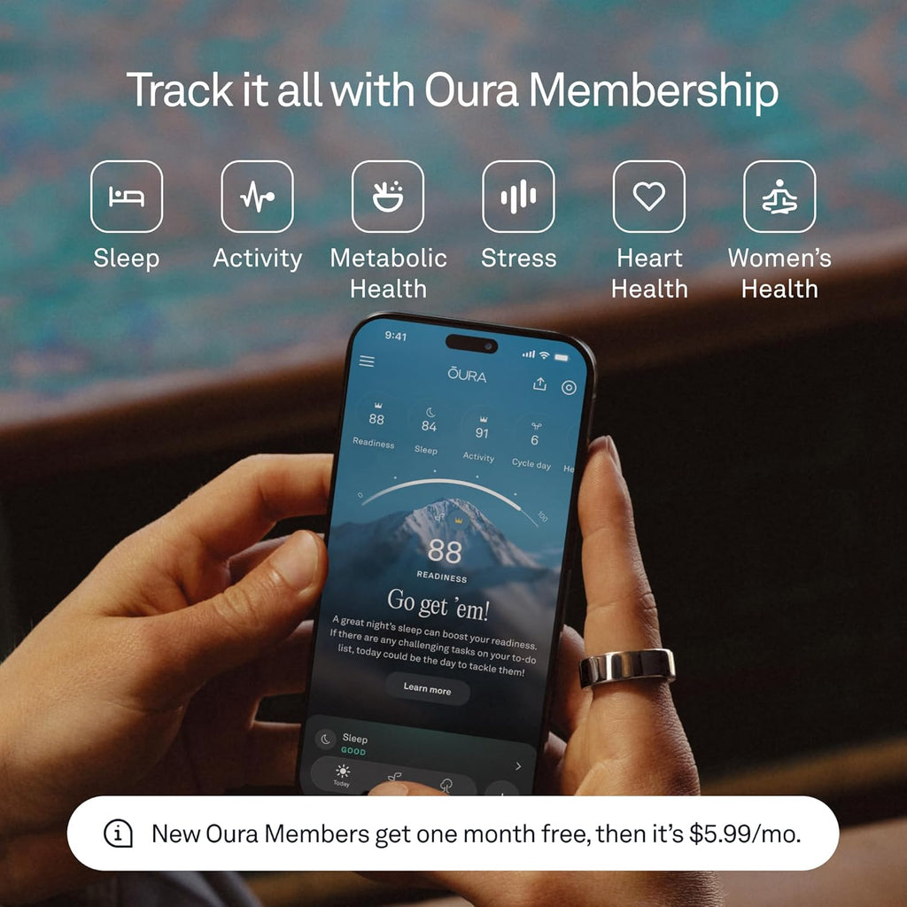 Oura Ring 4 - Silver - Size 11 - Sleep, Activity, Women's Health, AI Advisor, Up to 8 Days of Battery Life, Size Before You Buy, Android & iOS Compatible
