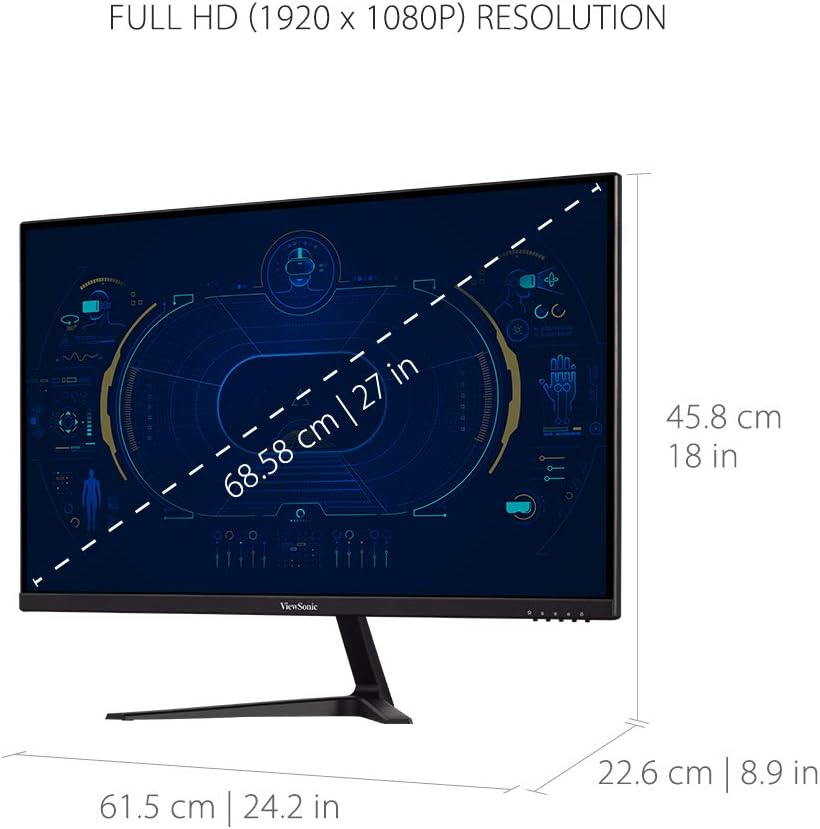 ViewSonic VX2718-P-MHD 27 Inch 1080p Gaming Monitor, 180Hz and 1ms for Smooth Gameplay, FreeSync and Eye Care Technology for Comfortable Viewing, HDMI, and DisplayPort Inputs