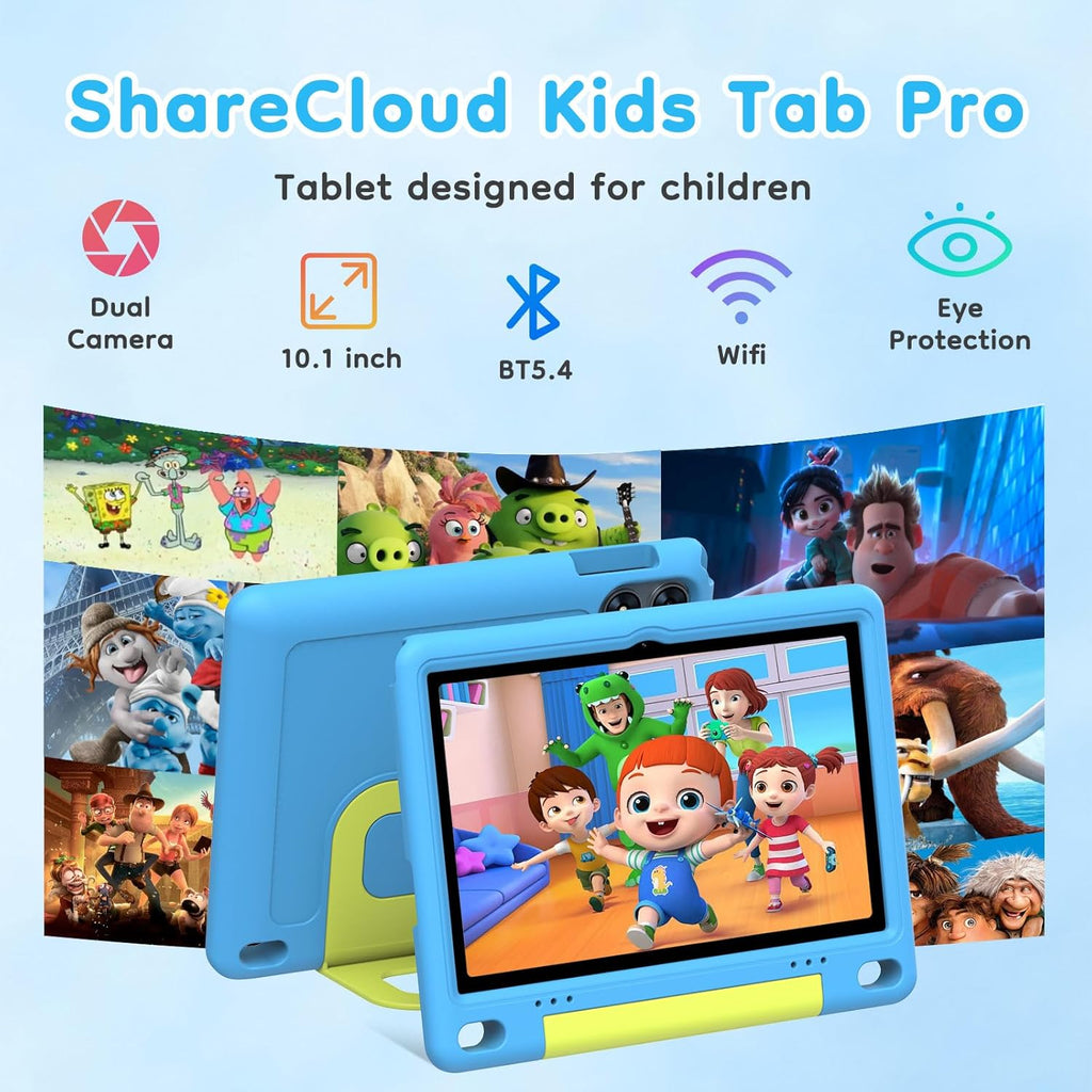 10 inch Kids Tablet, Android Tablet for Kids, 24GB RAM 64GB ROM, 1TB Expandable, with EVA Case, Parental Control, 6600mAh Battery, Dual Camera, BT5.4, WiFi 6, Gift (Blue)
