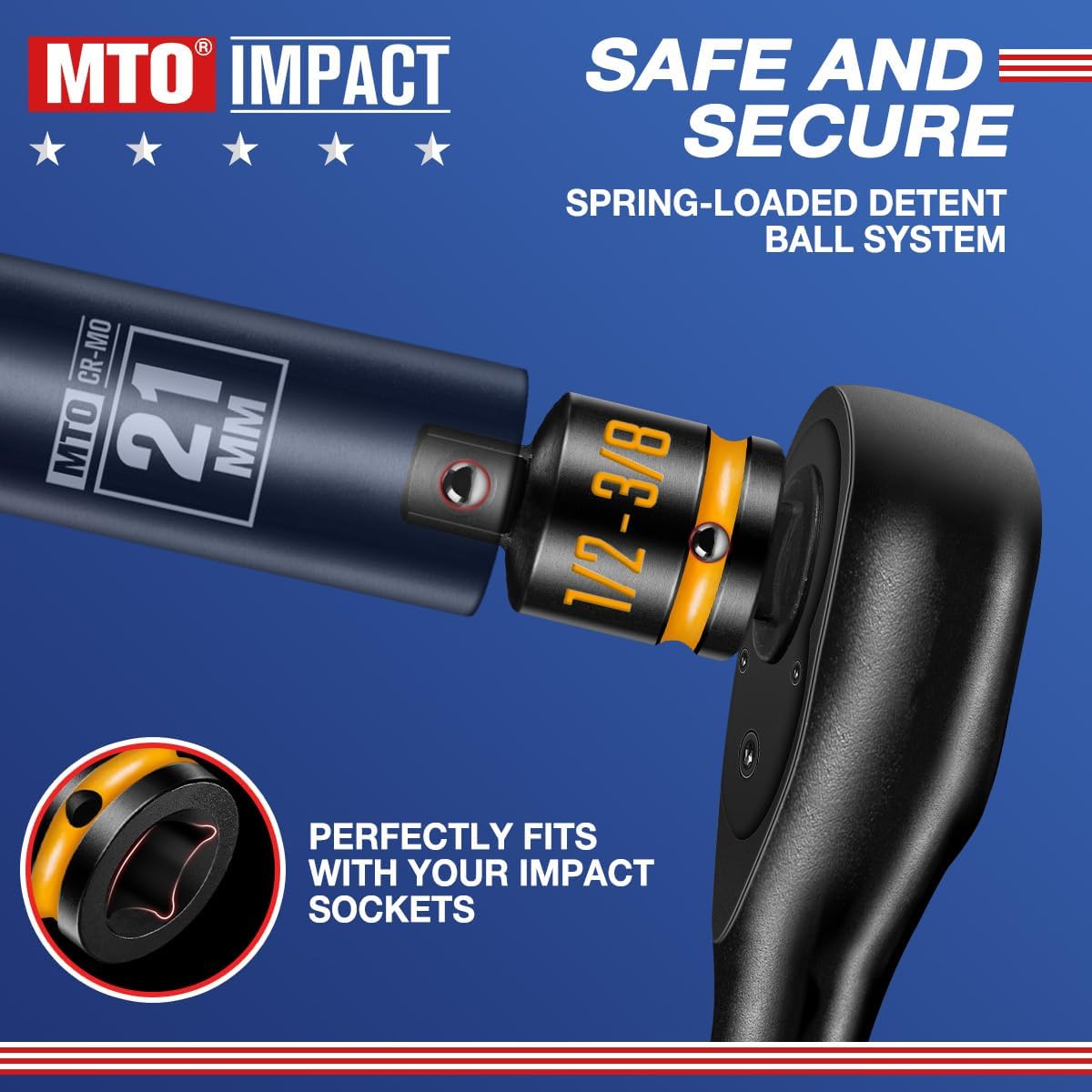 2-Pack 1/2" Female to 3/8" Male Impact Socket Adapters, with Paint-Filled Markings, CR-MO Steel, for Impact Wrench Conversions