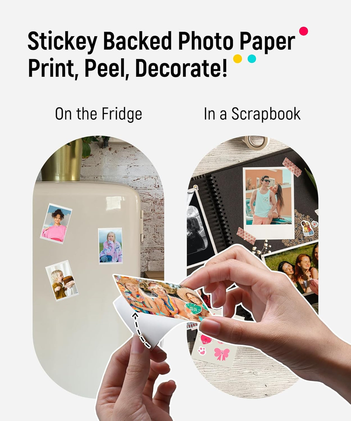 Liene Pearl K100 2x3” Photo Printer, Mini Instant Portable Color Picture Printer Bundle 50 Zink Adhesive Paper, Bluetooth 5.2 Compatible w/iOS & Android Small Phone Sticker for iPhone Smartphone White