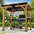 Modern Shade Grill Gazebo 6' X 8', Cedar Wood Gazebo with Shelves and Paper Towel Holder, Outdoor Bar with Galvanized Steel Roof, USB and USB-C Charging Ports, Outdoor Patio Bars for Backyard