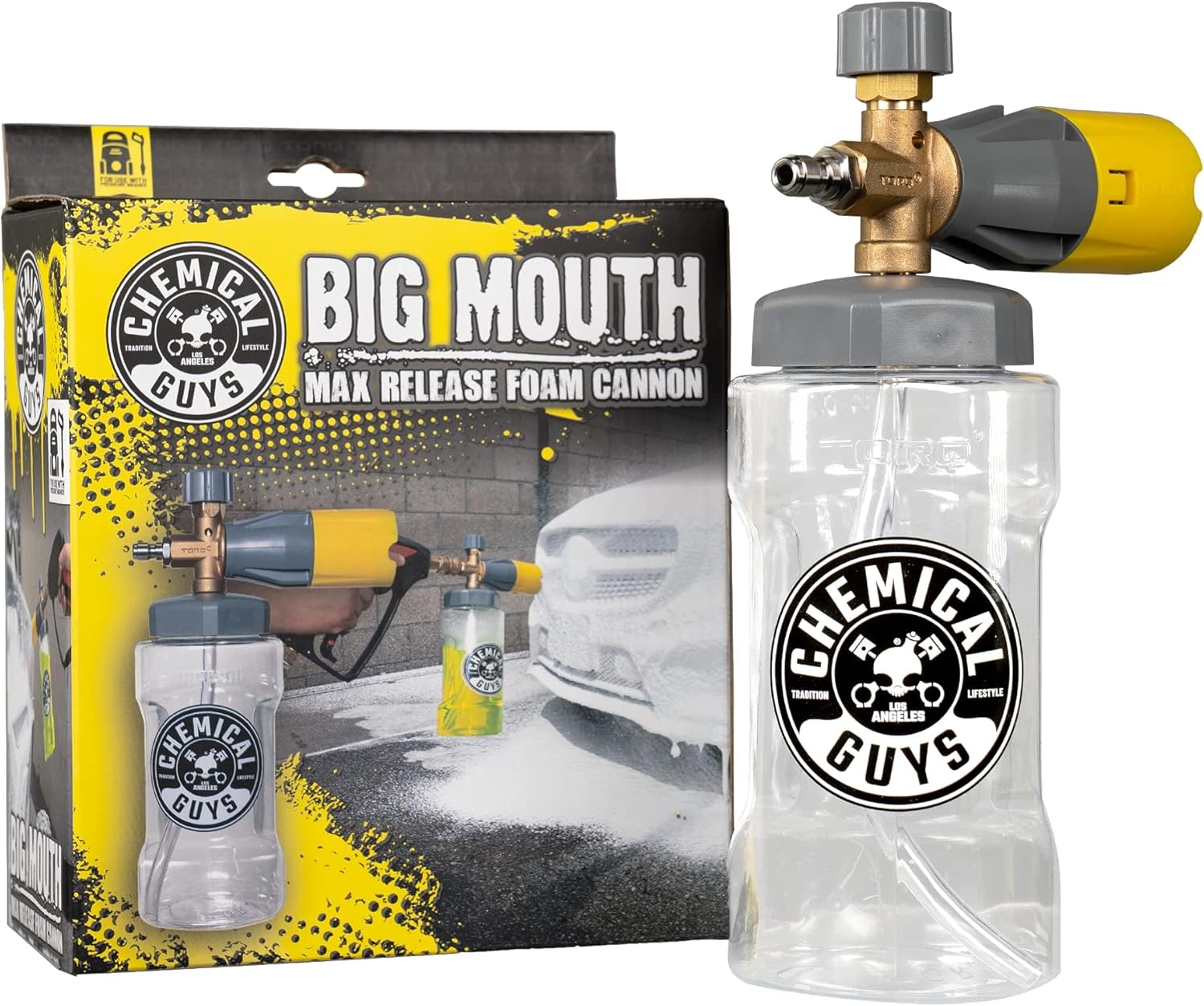 Chemical Guys Big Mouth Max Release Foam Cannon - Foam Cannon for Pressure Washer for Car Wash, Home Cleaning, and Boat Wash with 34 oz Bottle