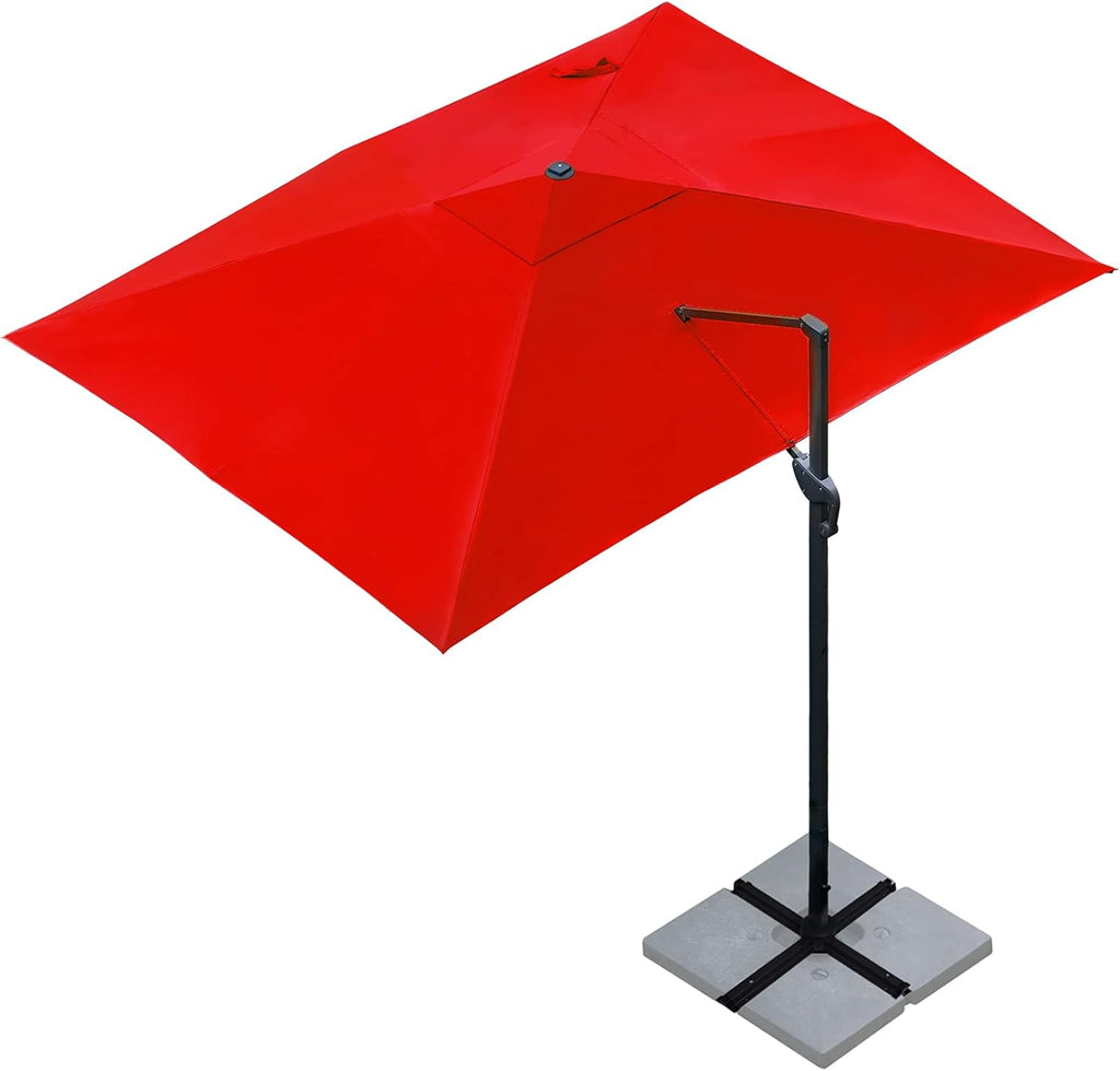 Sunnyglade 10x13Ft Cantilever Patio Umbrella Rectangular Deluxe Offset Umbrella 360°Rotation & Integrated Tilting System Patio Hanging Umbrella for Market Garden Deck Pool Backyard Patio(Red)