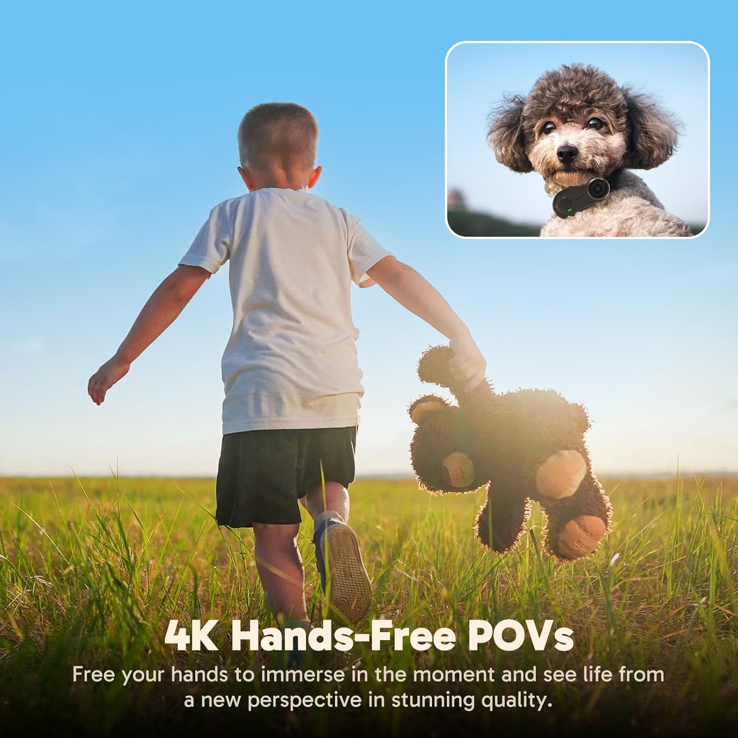 AKASO Keychain3 4K Thumb Action Camera - Tiny Body Camera, Hands-Free POVs, Mount Anywhere, Stabilization, 360 Min Battery Life, 9.8ft Waterproof Portable Vlogging Camera, Pet POV (64GB, Black)