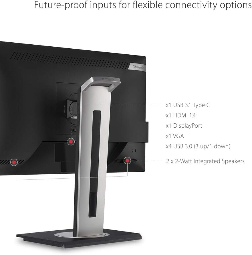 ViewSonic VG2755-2K 24 Inch IPS 1440p Monitor with USB C, HDMI, DisplayPort and 40 Degree Tilt Ergonomics (Renewed)
