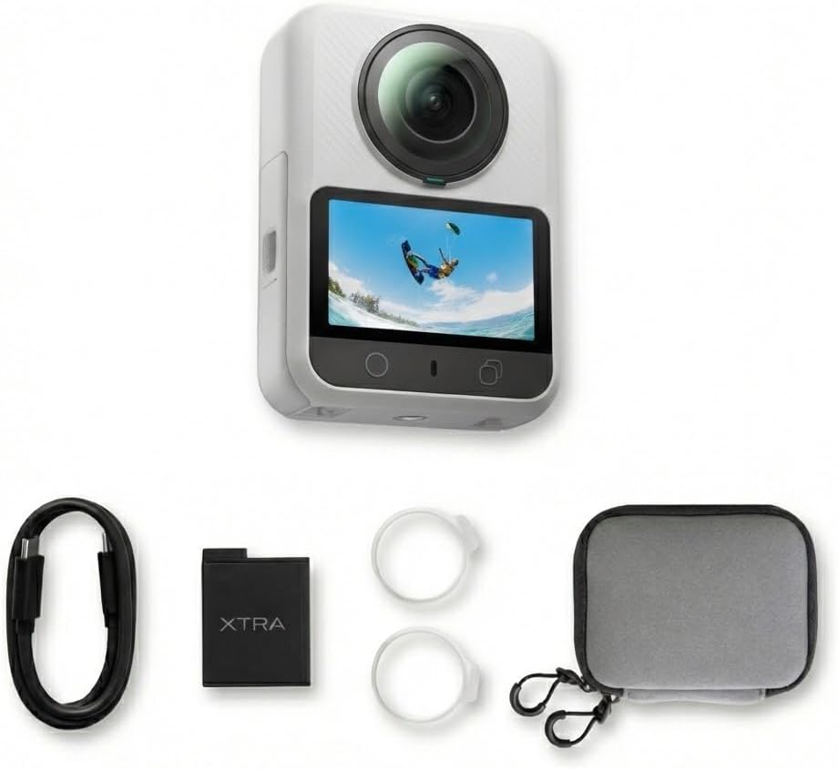 Xtra 360 Camera, 8K Panoramic Video, 1-Inch Sensor Equivalent, 100MP High Resolution, Waterproof Action Camera, 105GB Built-in Storage, Bullet Time, Broad Compatibility, Vlog