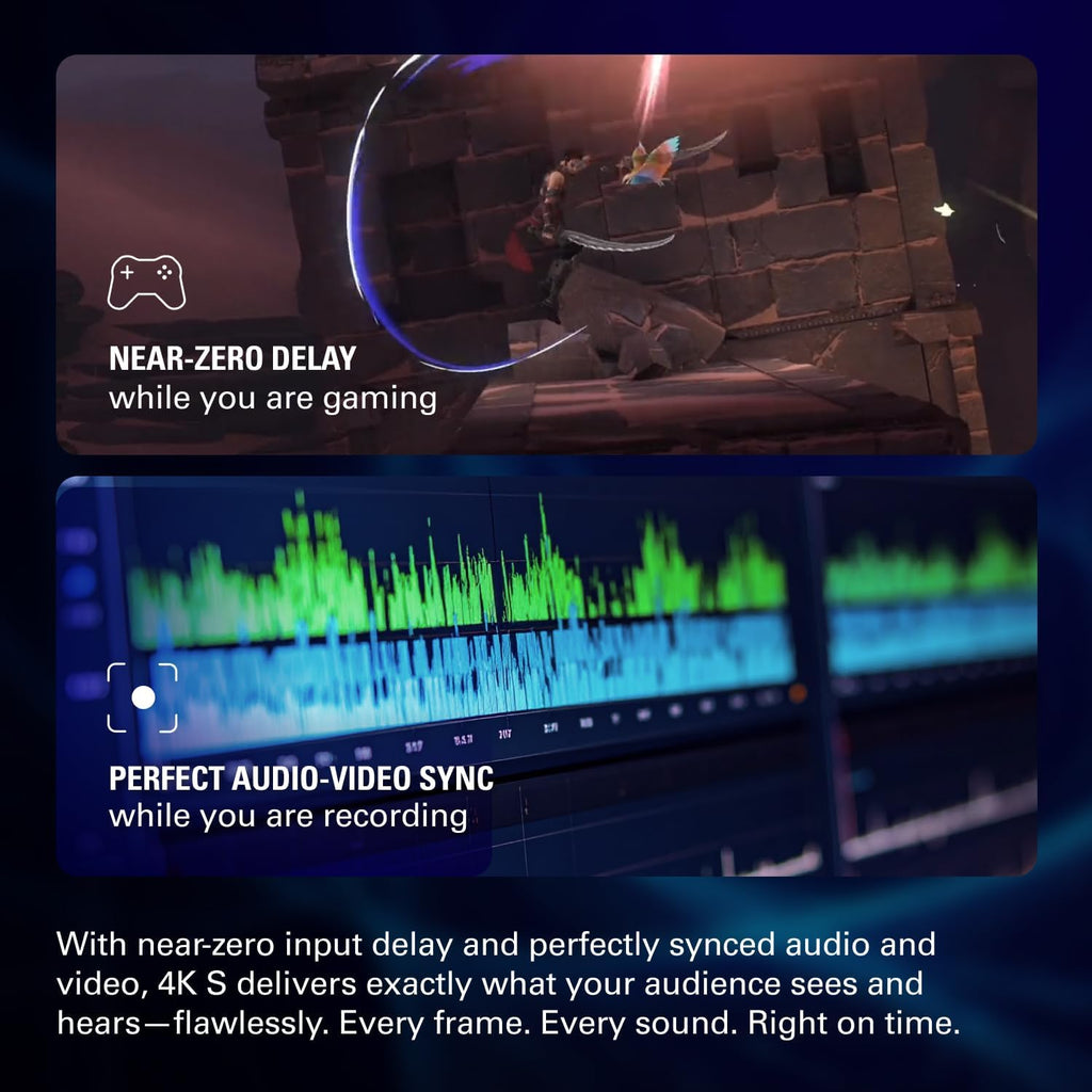 Elgato 4K S – External Capture Card for PS5, Xbox Series X/S, Switch 2, PC, Mac, iPad | 4K60, 1440p120, or 1080p240 Passthrough and Capture, HDR10, VRR, USB-C, Near-Zero Latency