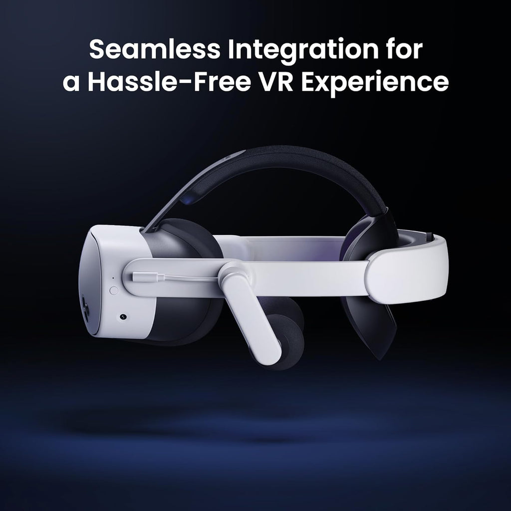 KIWI design Audio Head Strap with Battery for Meta/Oculus Quest 3/3S, K4 Duo DualFast Charging Headset, VR Accessories with Balanced Design for Enhanced Sound Effects & Playtime