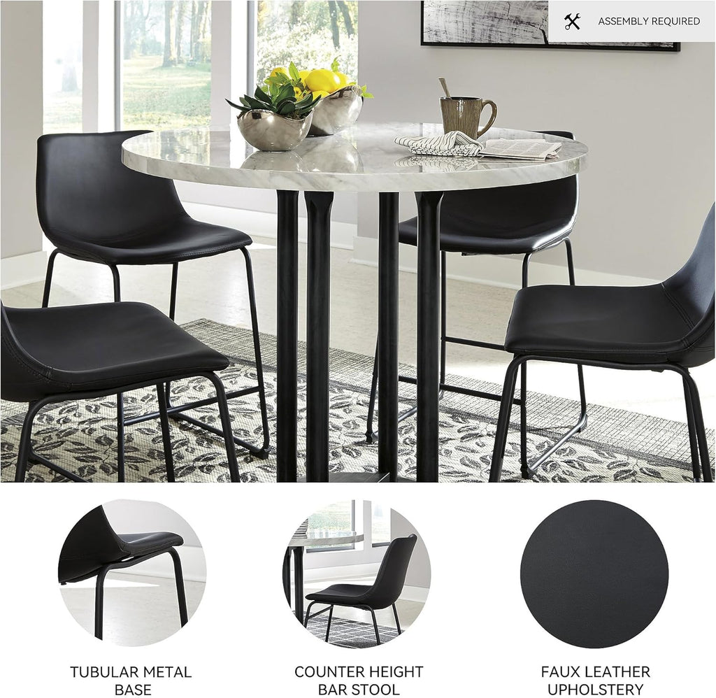 Signature Design by Ashley Centiar 24" Counter Height Modern Bucket Barstool, 2 Count, Black