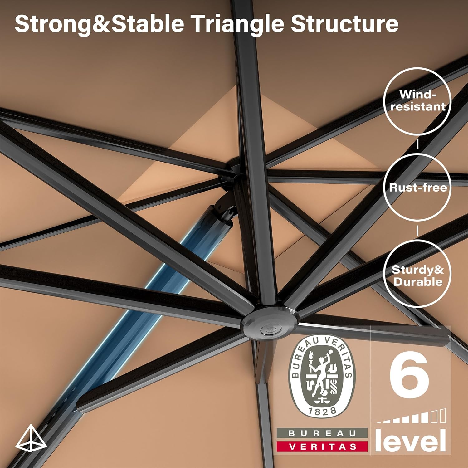 EO Living 10 Feet Patio Umbrella Outdoor Cantilever Square Umbrella Heavy Duty Aluminum Offset Umbrella with 360-degree Rotation for Garden Deck Pool Patio (Beige)
