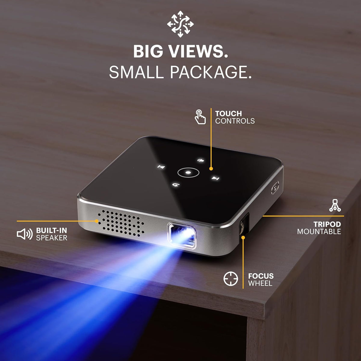 KODAK Luma 75 Mini Pocket Projector - Black, 2-Hour Runtime - 1080p HD DLP Projector - 100-Inch Screen Portable Display - Lightweight Camping Device