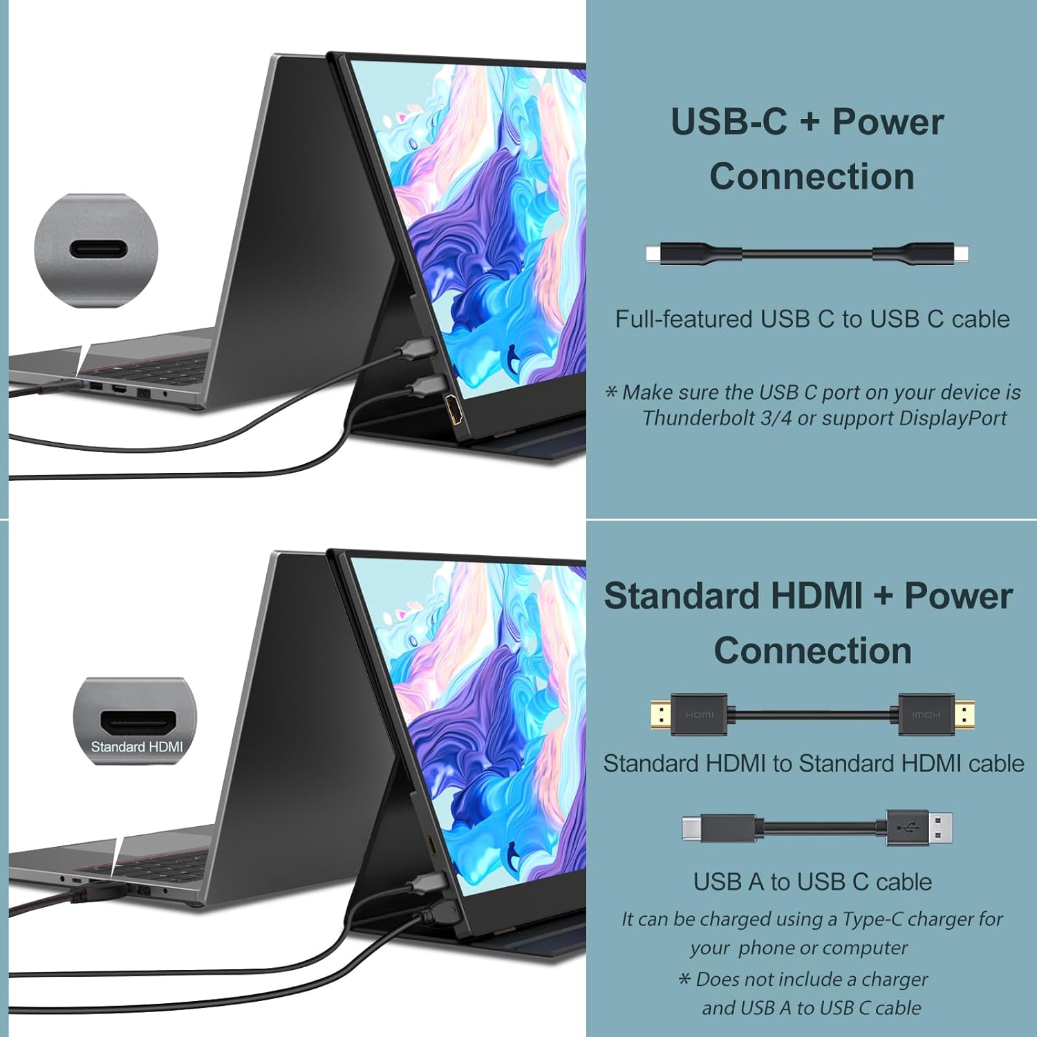 InnoView Portable Monitor, 15.6 Inch FHD 1080P HDMI USB C Second External Monitor for Laptop, Desktop, MacBook, Phones, Tablet, PS5/4, Xbox, Switch, Built-in Speaker with Protective Case