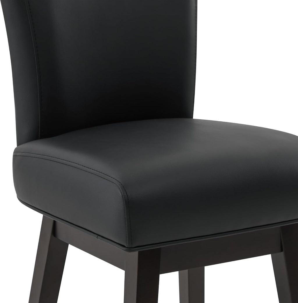 CHITA 30 Inch Counter Height Swivel Bar Stools Set of 2, FSC Certified Modern Upholstered Faux Leather Swivel Barstool Chairs with Back, Black