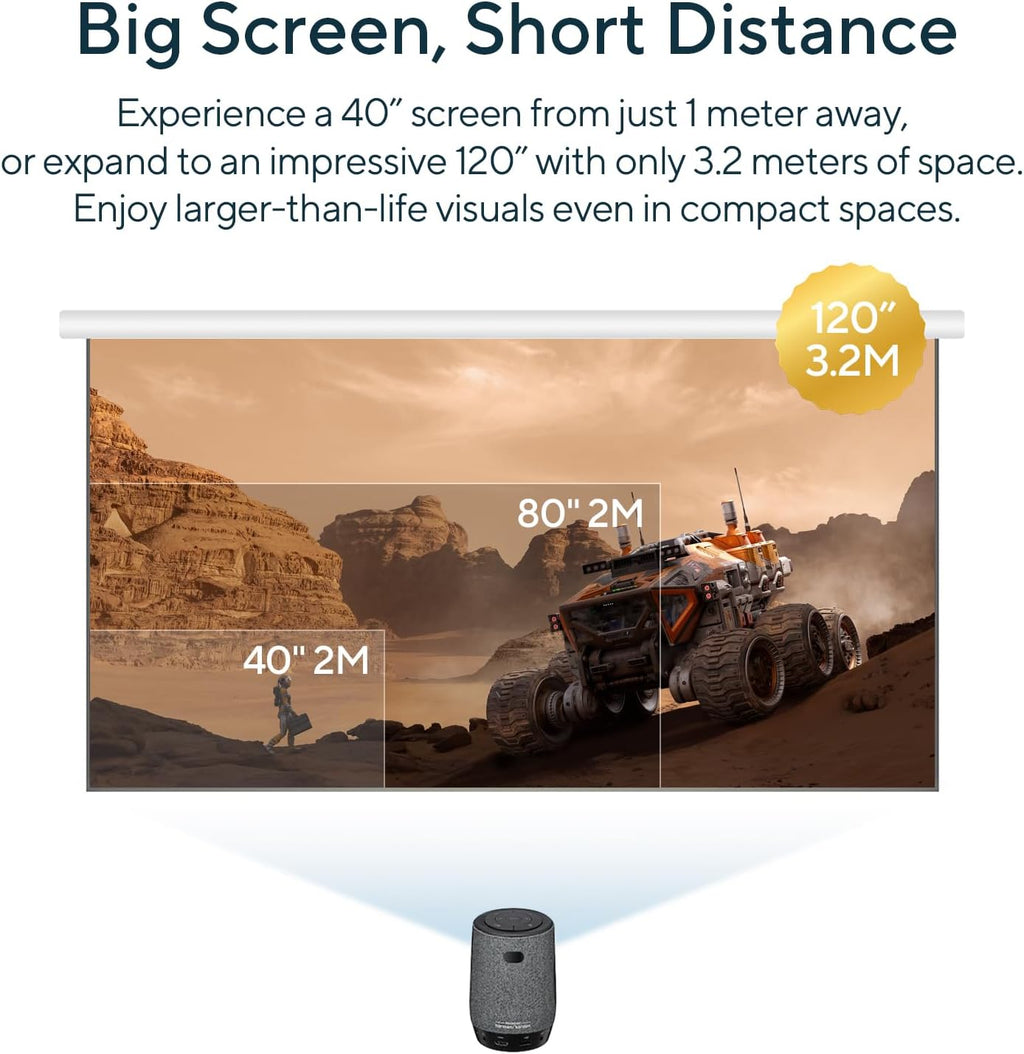 ASUS ZenBeam Latte L1 Portable Wi-Fi Projector- 300 Lumens Projector, Built-in Harman Kardon Bluetooth Speaker, 3 Hours Video Playback, Wireless WiFi Projector, HDMI, USB, Remote Control, AptoideTV