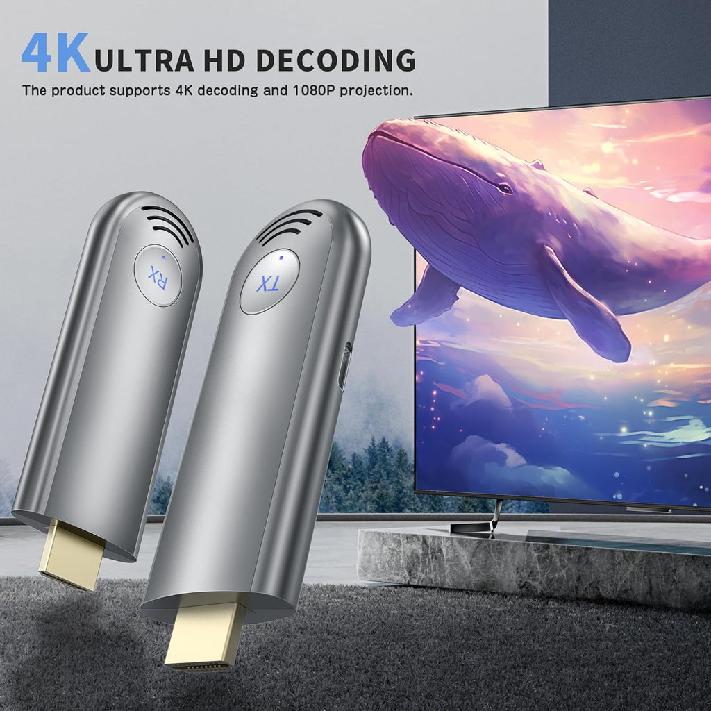 TPUFO Wireless HDMI Transmitter and Receiver, Plug & Play Portable 2.4G/5G Wireless HDMI Extender Kit for Streaming Video and Audio to Monitor from Laptop/PC/TV Box/Projector