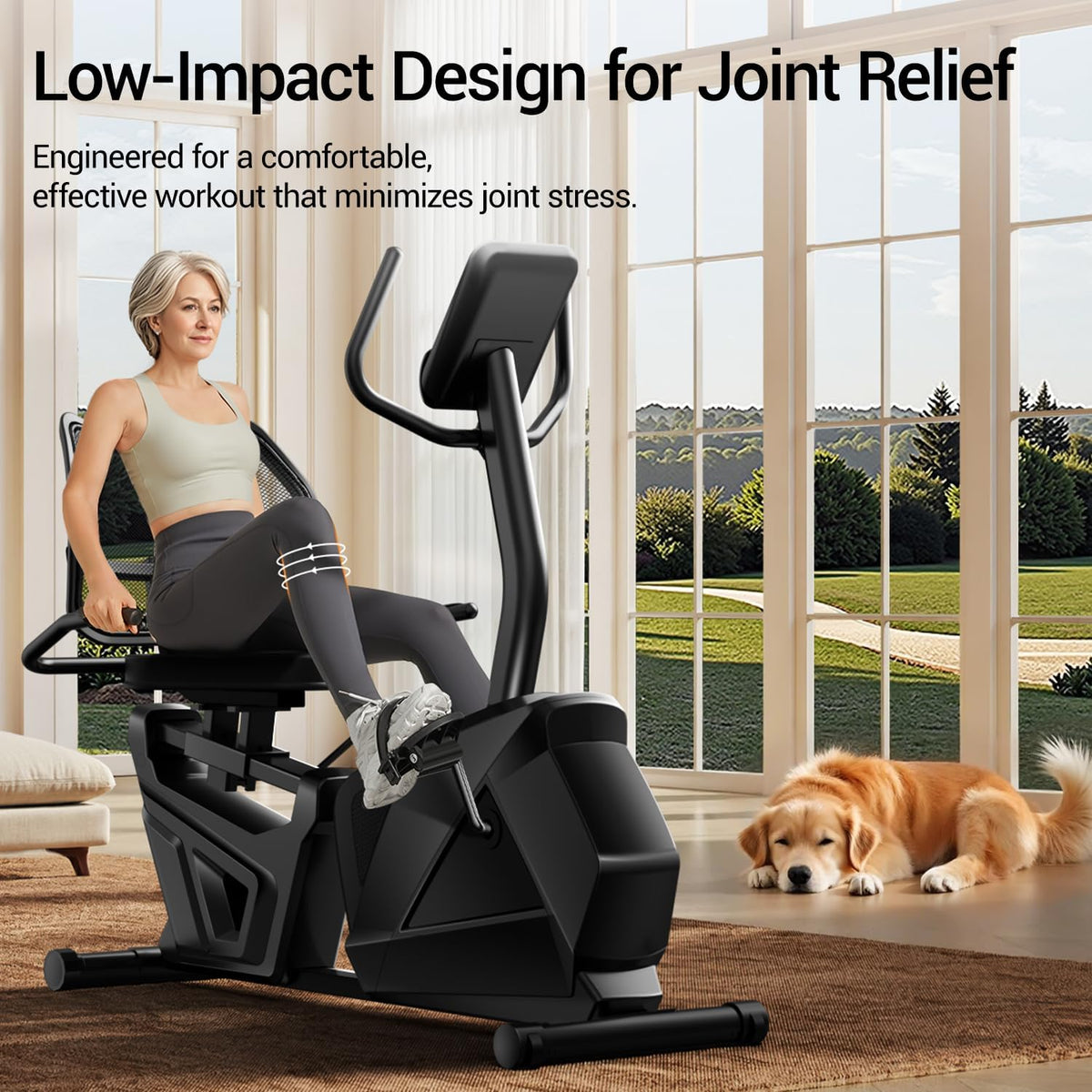 CURSOR FITNESS Recumbent Exercise Bike, Quiet Recumbent Stationary Bike for Adults & Seniors, Magnetic Stationary Bike with 16-Level Resistance, Supports 350LB, Heart Rate Handle & LCD Display