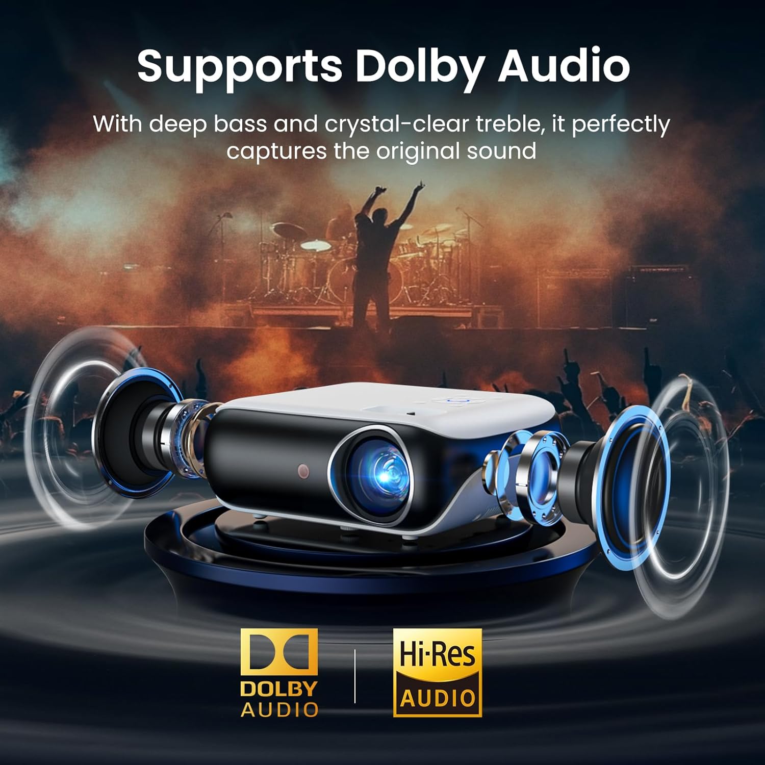 Official Licensed Google TV Smart Projector, HAPPRUN 4K UHD Home Theater with Dolby Sound, Wi-Fi & Bluetooth, Built-in Streaming Apps, Compatible with Games Consoles & Smartphone, Indoor & Outdoor Use